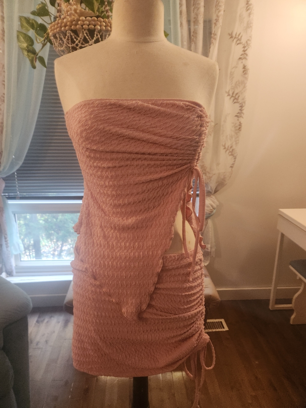 Strapless Pink Ruched Coord